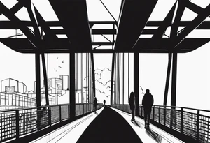 two silhouettes on top of an overpass tattoo idea