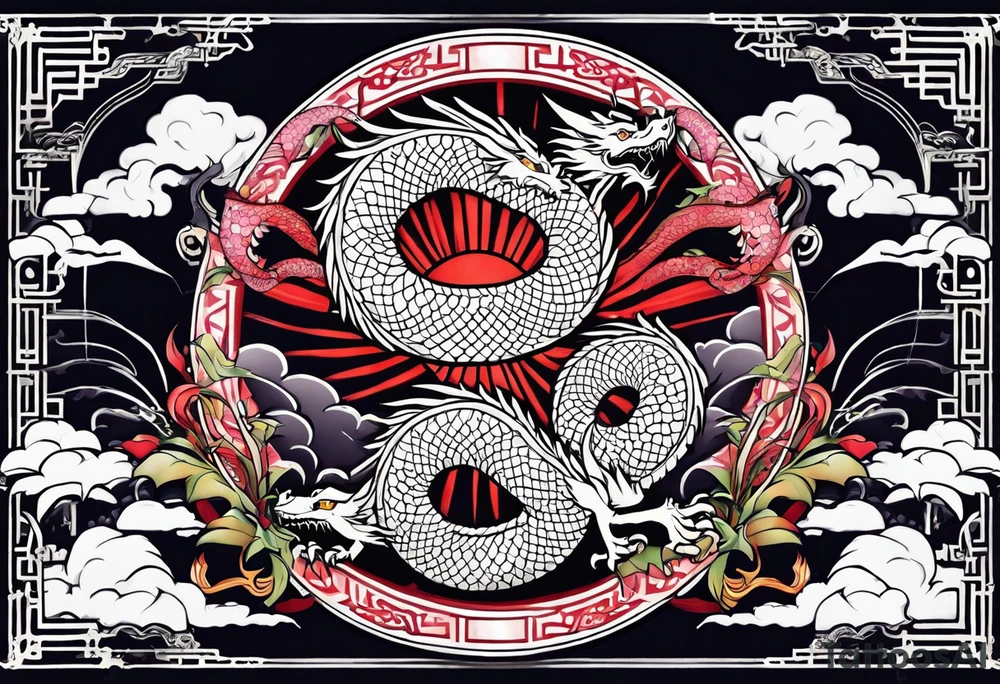 Japanese Dragon cute, celestial, cross tattoo idea
