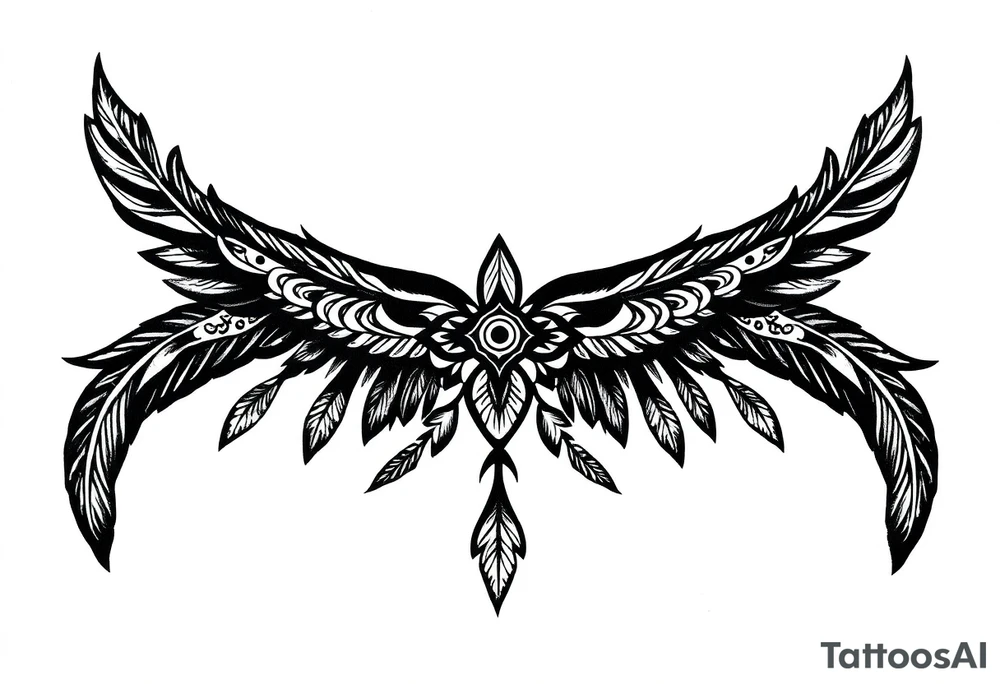 spiritual feathers ornamental indian shaman rune tattoo idea