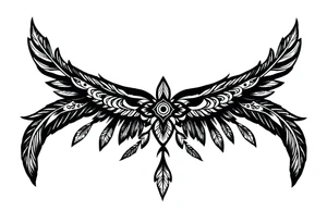 spiritual feathers ornamental indian shaman rune tattoo idea
