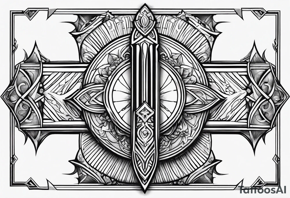 geometric, sword tattoo idea