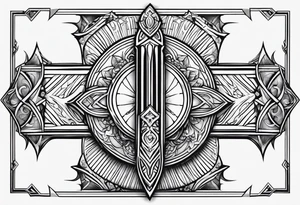 geometric, sword tattoo idea