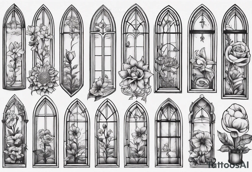 flower in a window tattoo idea