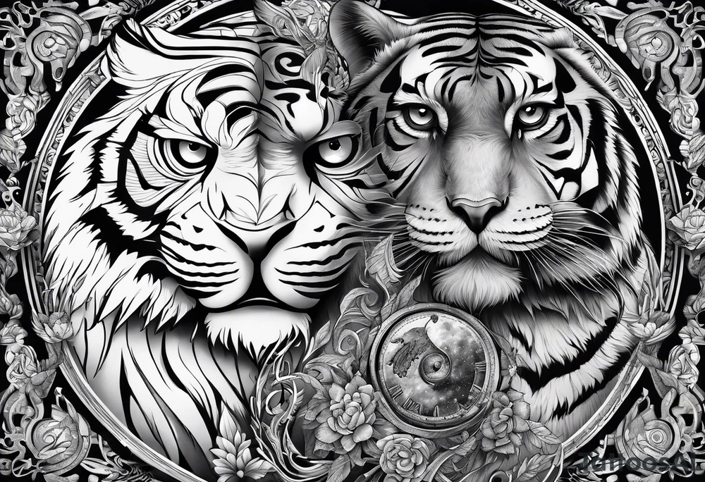 Owl and tiger tattoo idea