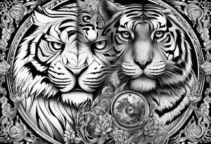 Owl and tiger tattoo idea