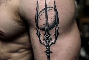 close-up bean behind a trident tattoo idea