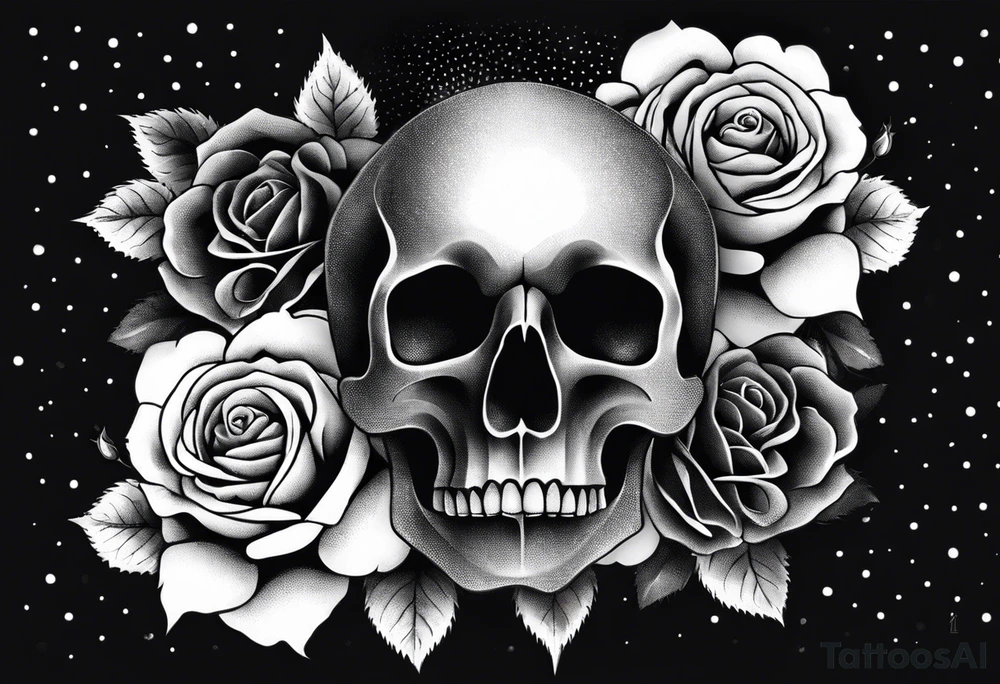 skull and roses tattoo idea