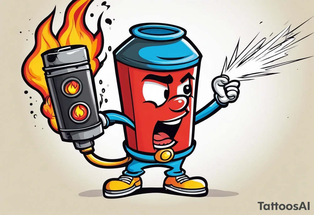 stick of dynamite character is trying to blow out his own burning fuse before he explodes tattoo idea