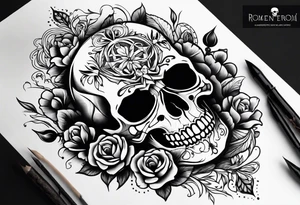 Memento mori writen skull sleeve tattoo design tattoo idea