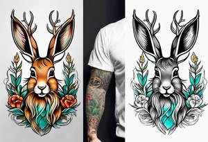 neo traditional jackelope tattoo idea