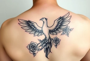 Phenix with a tail of roses tattoo idea