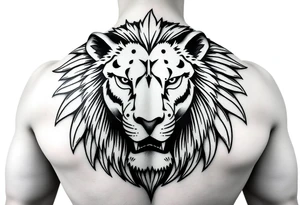 powerful lion full back tattoo idea