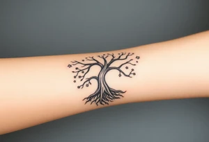 mystical tree of life with cosmic roots and celestial branches tattoo idea
