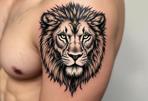 egyptian themed lion (red and black) tattoo idea