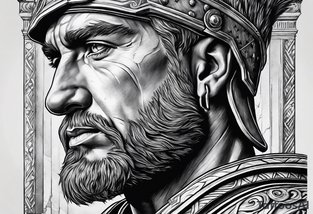 Roman solider looknig at pillars tattoo idea