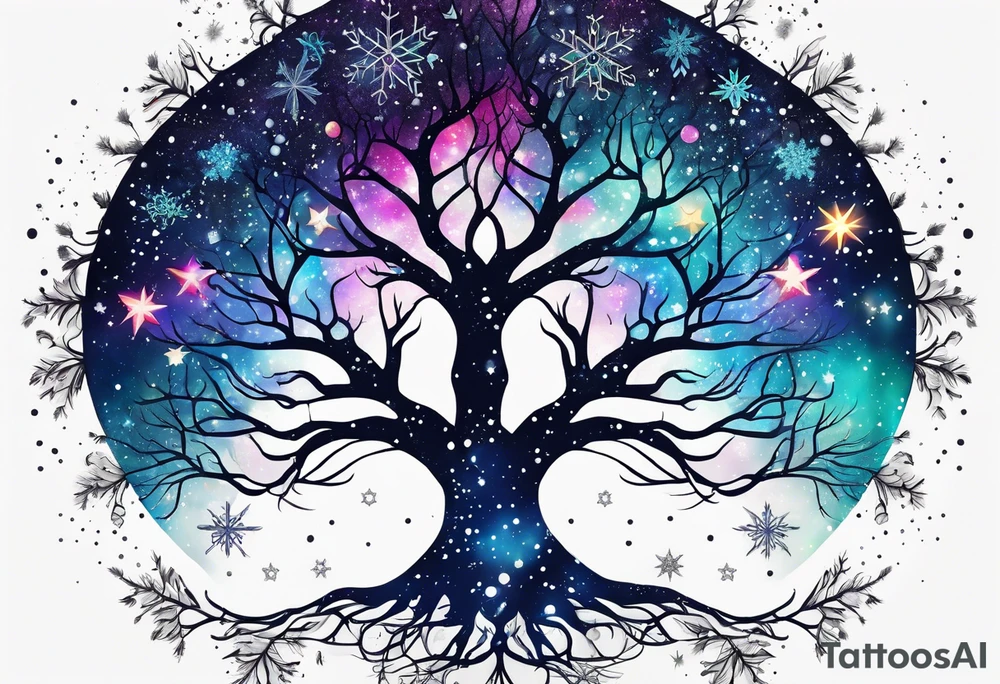 Constellation, tree , snowflake tattoo idea