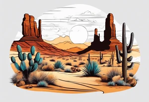 Desert scape. Guitar playing. tattoo idea