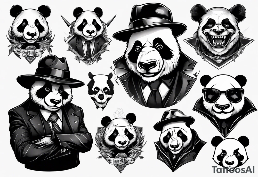 gangster panda evil tattoo idea
