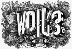 The words, "Why Not Now", written in pixelated letters and surrounded by video game characters. tattoo idea