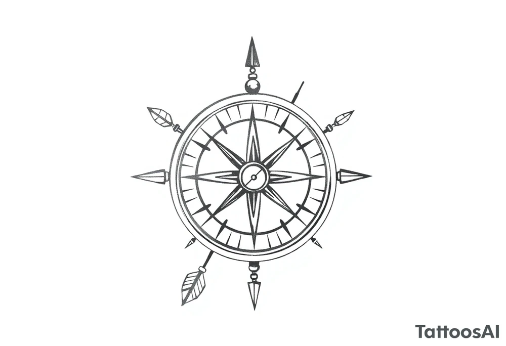 Compass with arrows tattoo idea
