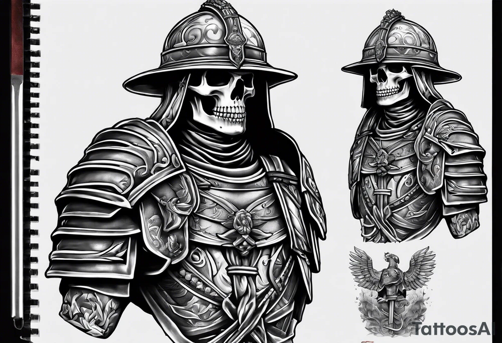 Roman soldier skeleton tattoo idea