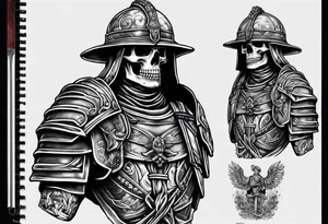 Roman soldier skeleton tattoo idea