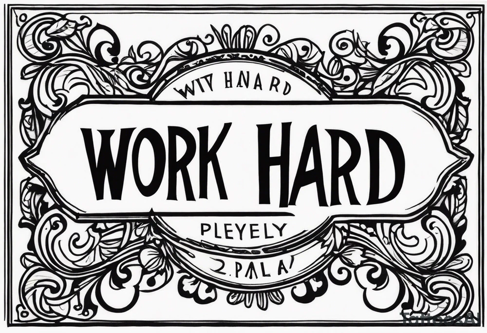 I want a tattoo containing the following two words "work hard" and "play hard". tattoo idea