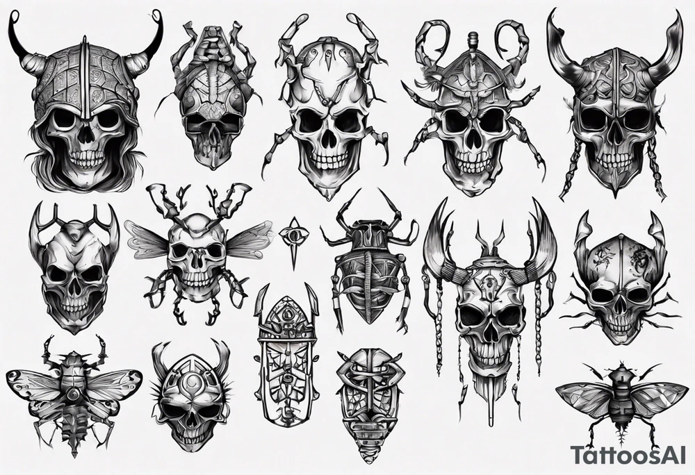 i want a tattoo of a bug viking skeleton head tattoo idea