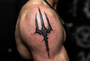 trident ripping thru skin tattoo idea