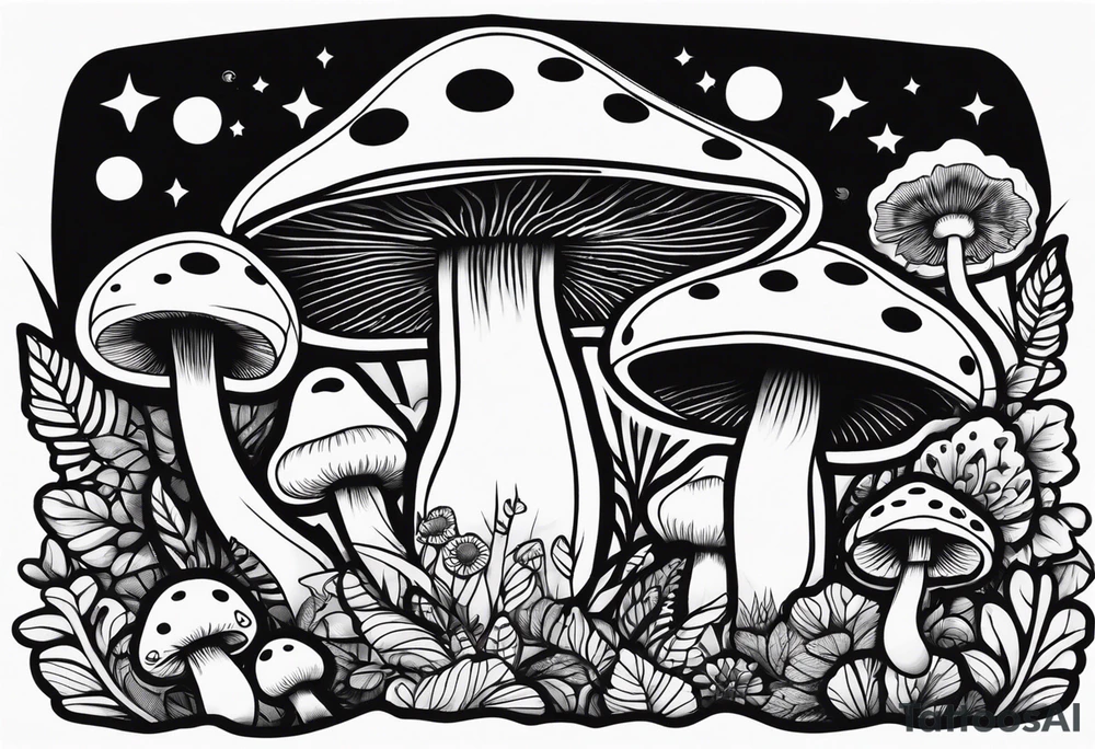 mushroom psychedelic tattoo idea