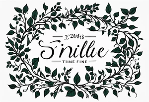 31.8742° N, 91.1366° W, with very simple ivy vines on both sides.  it will be small fine line on the back of the arm above the elbow tattoo idea
