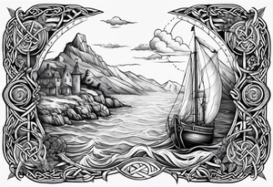 Celtic nautical scene, forearm, half sleeve, anchor, compass tattoo idea