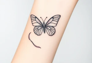 ethereal butterfly with flowing silk ribbons in moonlight tattoo idea