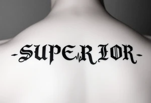 I need a tattoo that says "SUPERIOR" with a ECG acting as the underline which then transitions into becoming the "I" in "SUPERIOR". The font must preferably be gothic ultra OT tattoo idea
