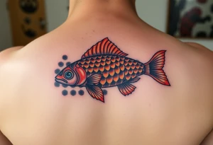 Coi fish swimming in honey comb tattoo idea