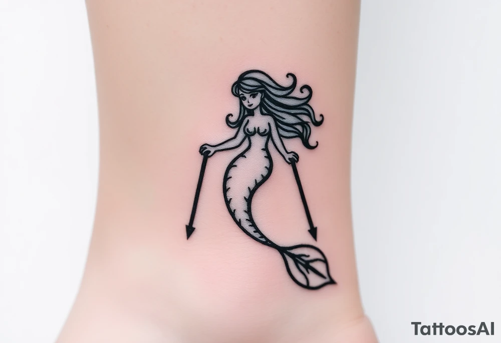 Mermaid with crutches tattoo idea