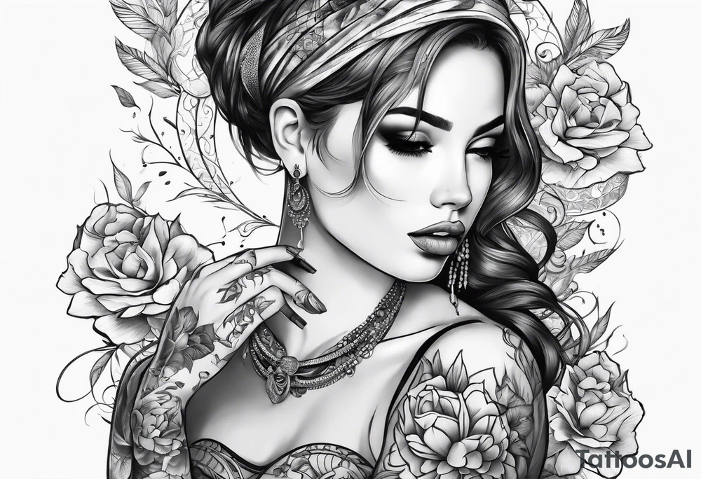 girl with tattoos smoking,full body tattoo idea