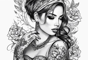 girl with tattoos smoking,full body tattoo idea