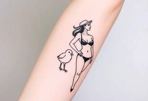 Lowered hololden commodore and chick in bikini tattoo idea
