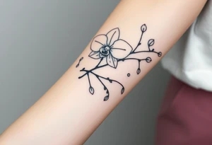 3 delicate fine line orchids realistic with a mix with vagina and branching tattoo idea