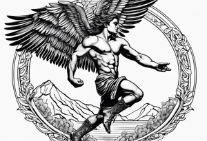 icarus greek design falling into an rainbow tattoo idea