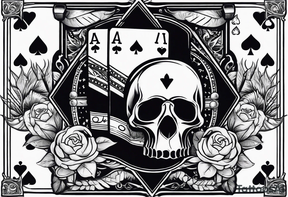 wild west sleeve with playing cards, dice tattoo idea