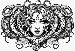 Gothic 
Medusa snakes neo traditional tattoo idea