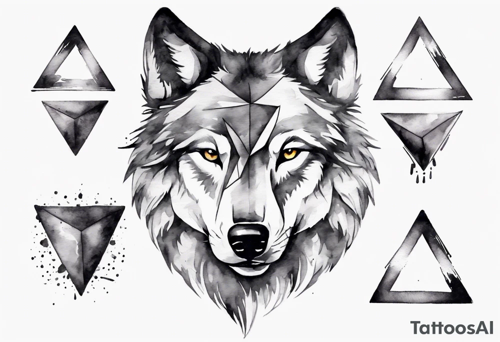 wolf head with a triangle on forehead tattoo idea