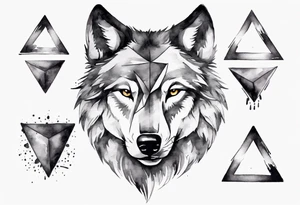 wolf head with a triangle on forehead tattoo idea