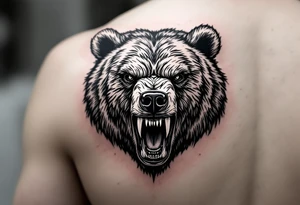 snarling bear face tattoo idea