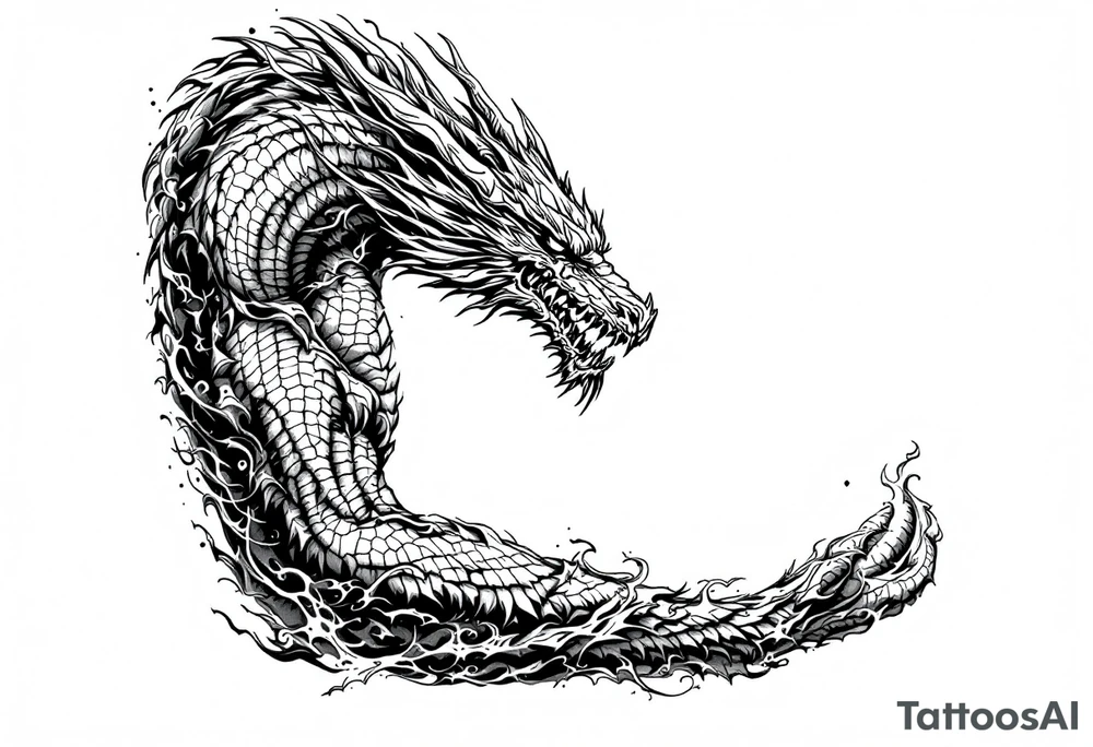 legendary dragon scene with energy aura and power effects tattoo idea