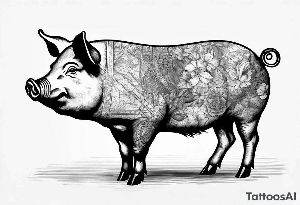 Butchers map of a pig tattoo idea