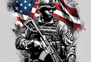 Flag, soldier, cross, creed tattoo idea