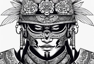 Japanese Warrior with skull mask tattoo idea